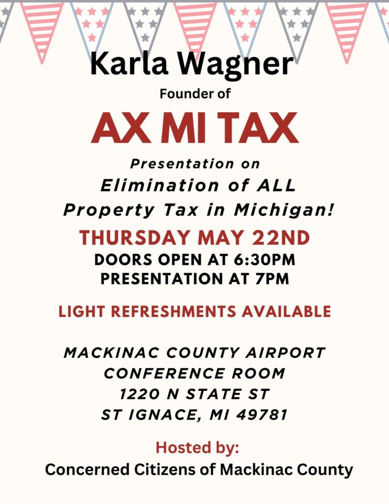 Karla will be presenting at the Mackinac County Airport on May 22