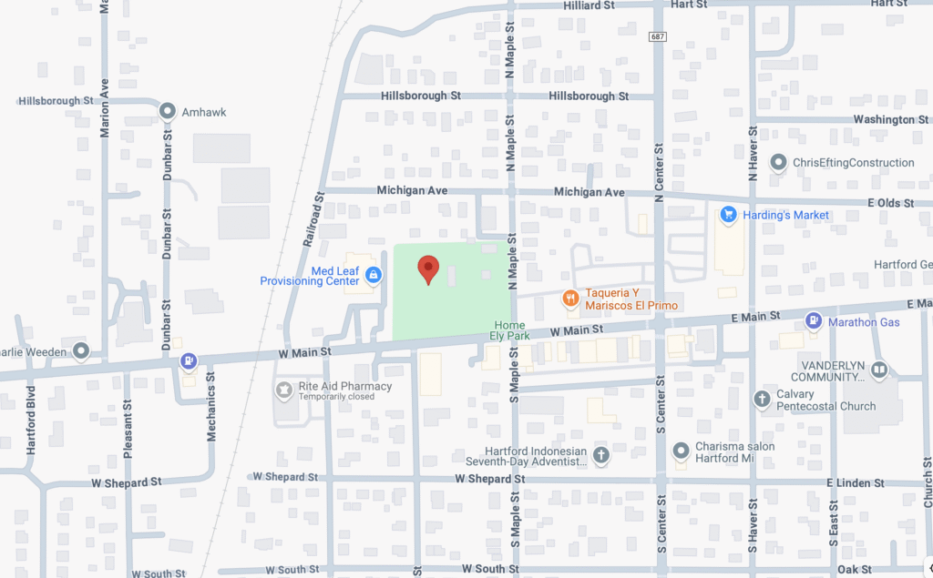 Ely Park in Hartford, MI Map